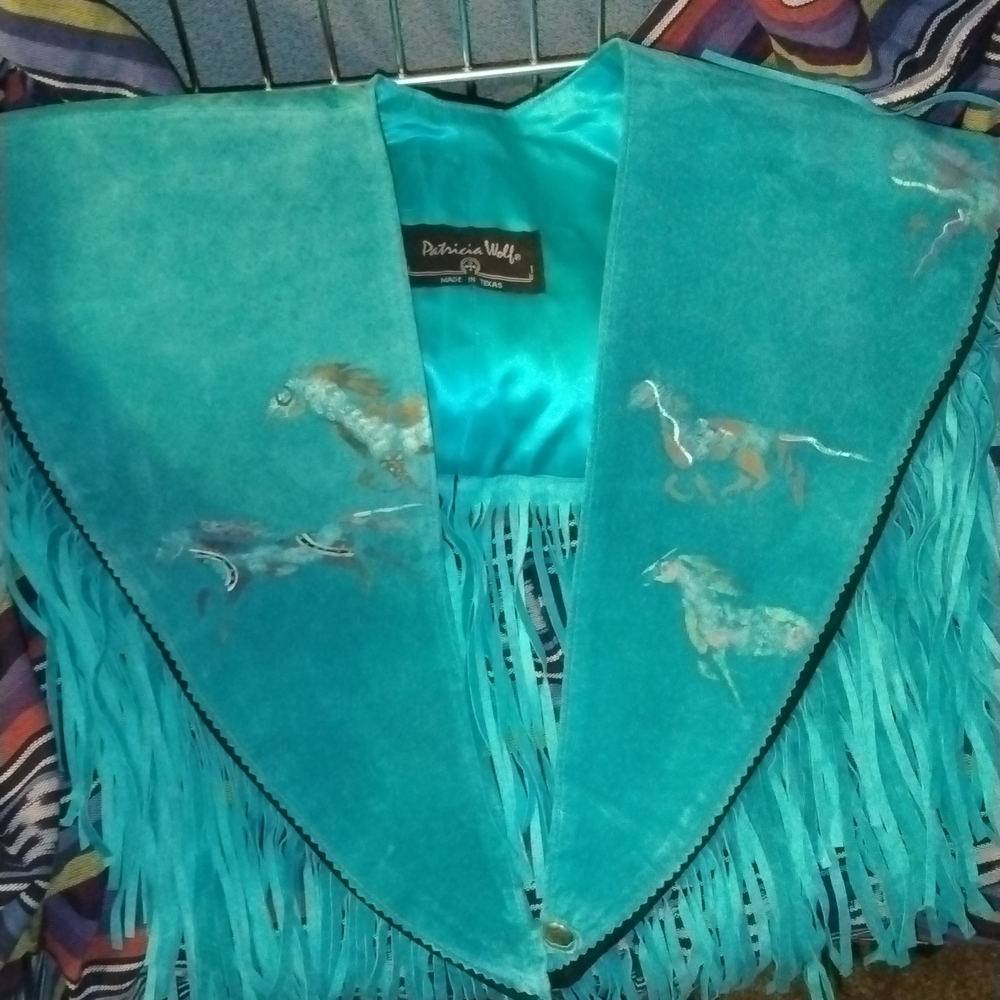 Vintage Patricia Wolf hand painted shoulder shrug